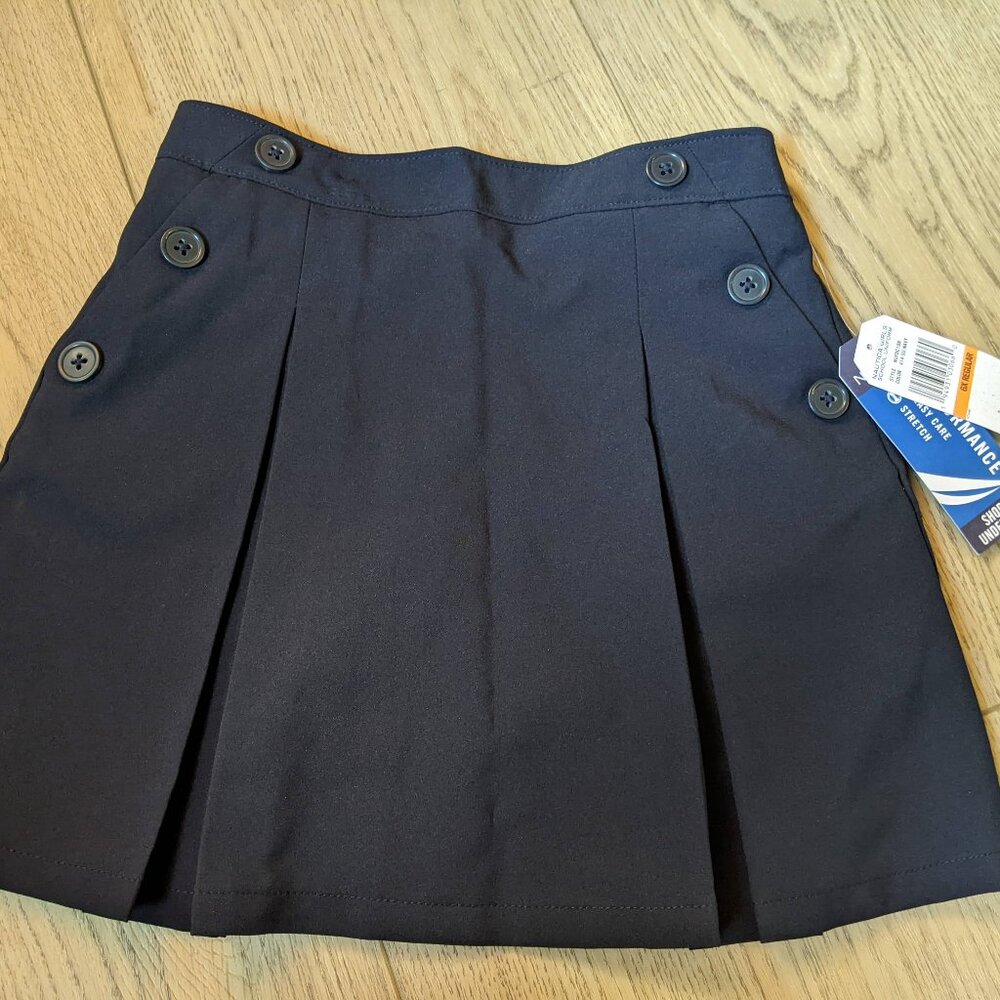 Nautica Girls' School Uniform Stretch Poplin Scooter Navy 6x